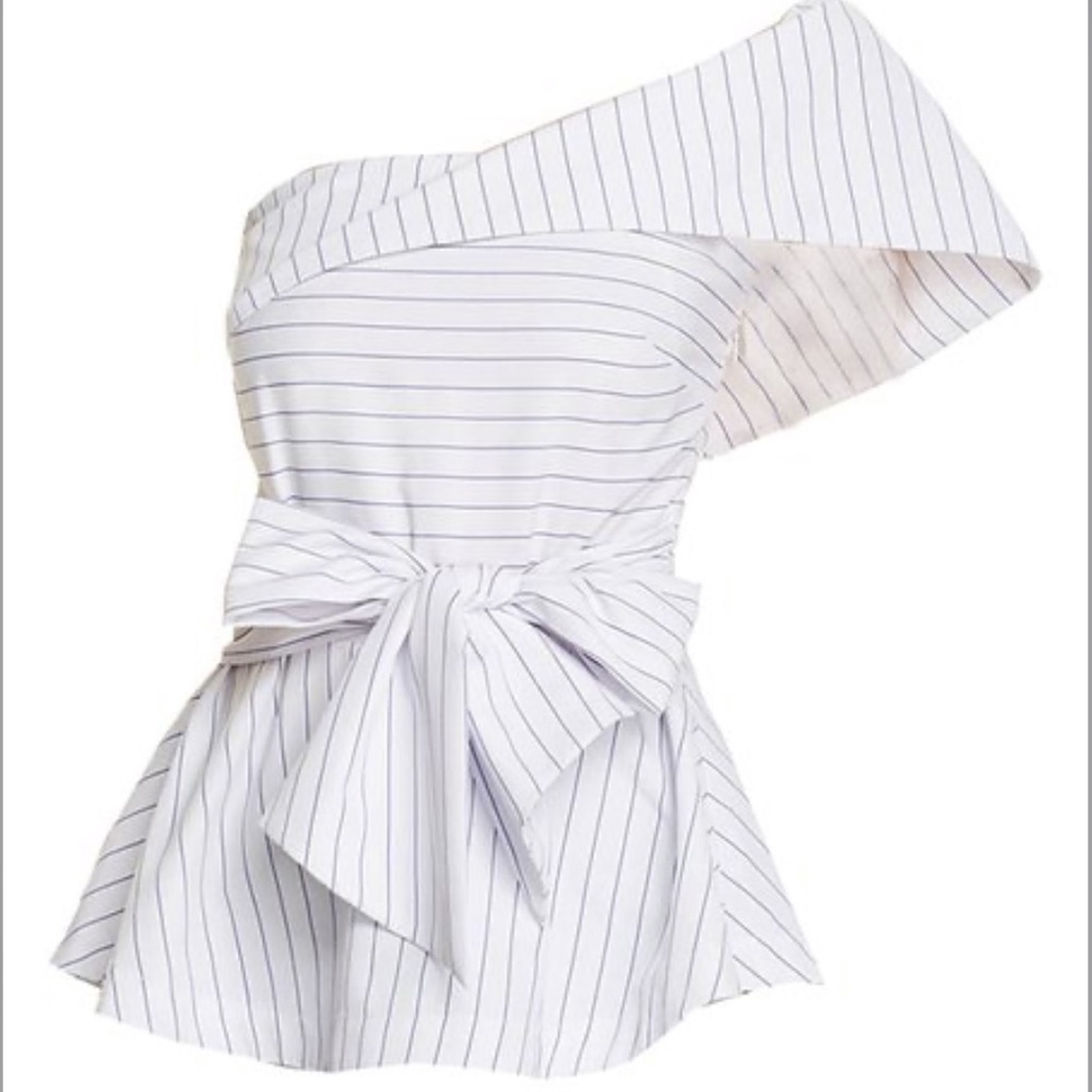 Sucrefas white stripes asymmetrical top.